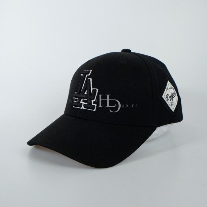 MLB LA Dodgers Circle Stamp Ball Cap Black/White 100%
