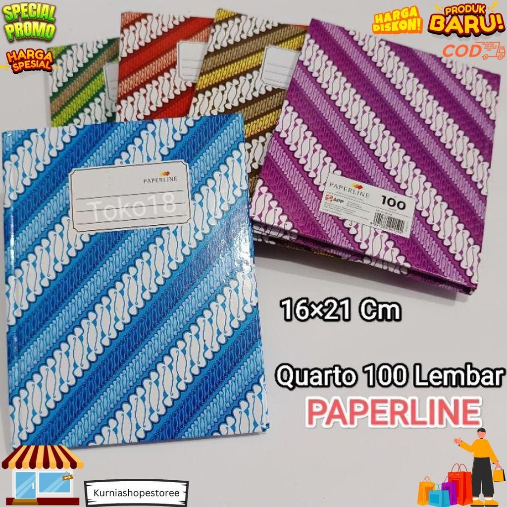 

1 Pak Buku Hard Cover Quarto Paperline 100 Lembar(Isi 5 Buku) D Promo 4.4