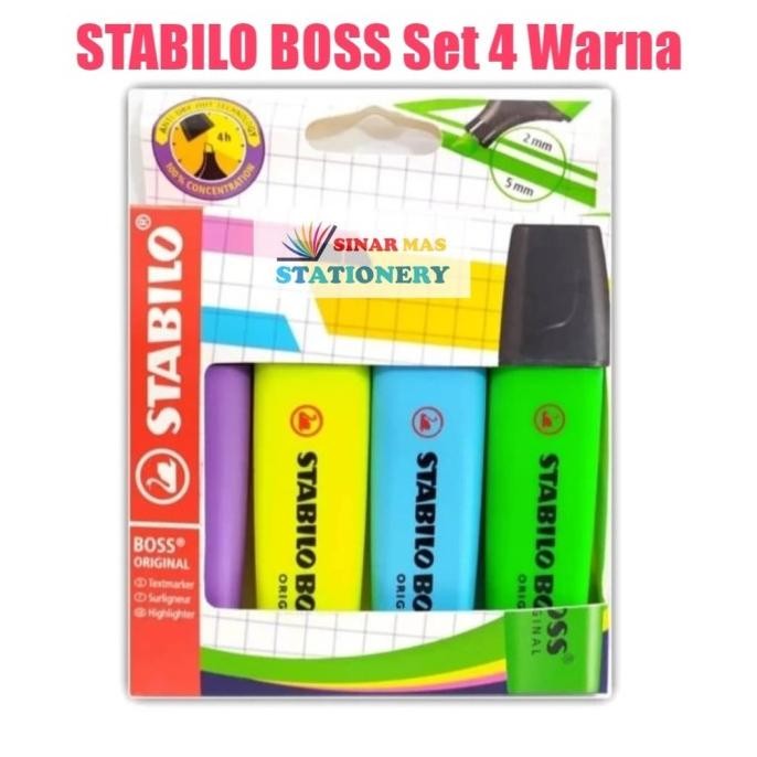 

Baru Stabilo Boss Original Set 4 Warna / Highlighter Berwarna Stabilo Asli