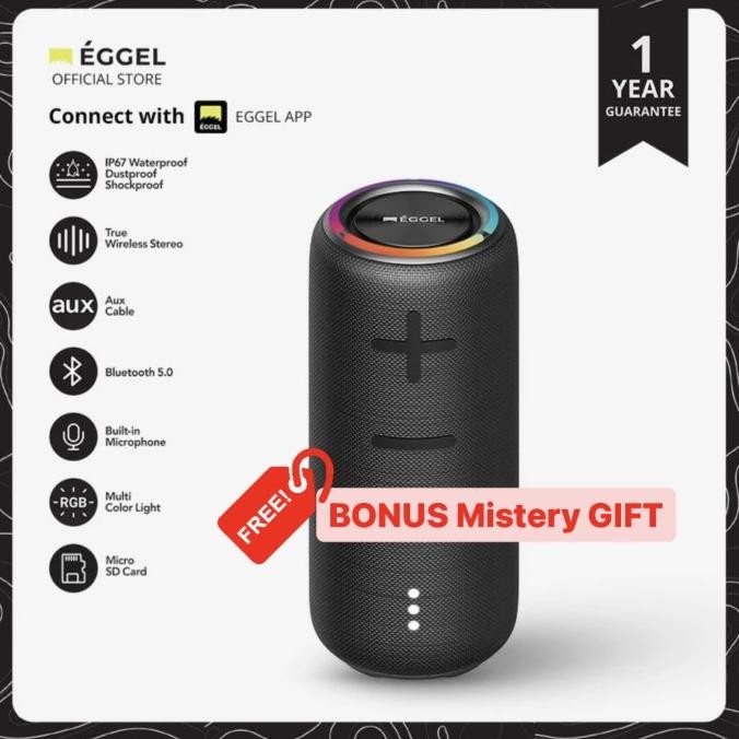 Original Eggel Terra 3S Bluetooth Speaker Waterproof IP67 with RGB Lights TWS