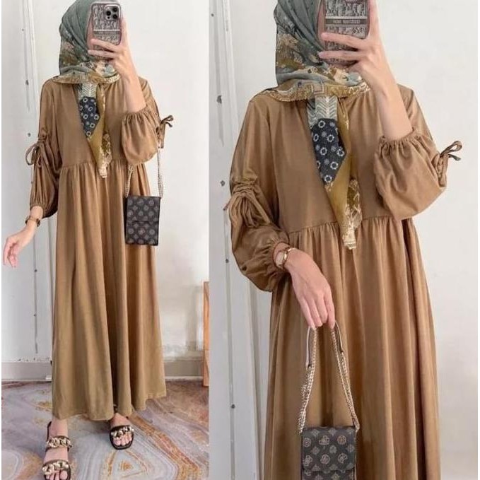 Baru Ghina Midi Dres Kaos Combed Gamis Busui Wanita Kekinian Gamis Serut NTR