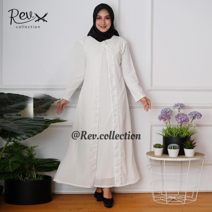 Baru Baju Gamis Putih Wanita Brukat Umroh Haji Busana Muslim Dress Panjang Remaja &