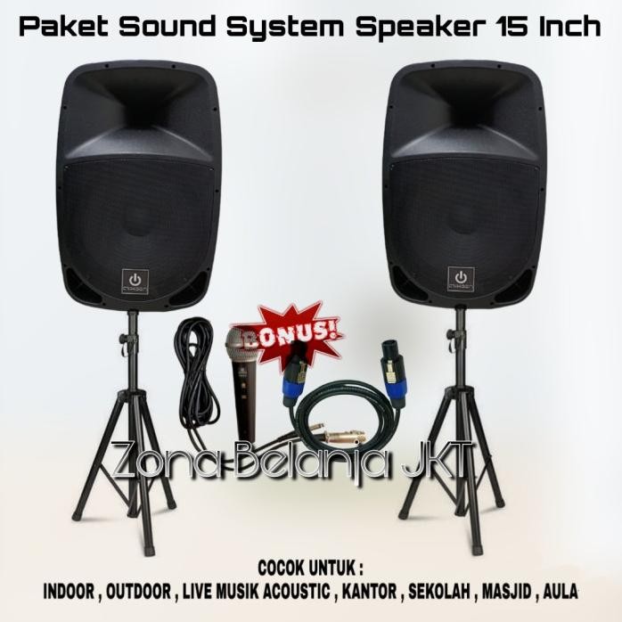 Terlaris Paket Sound System Indoor Outdoor Speaker Aktif 15 Inch Crimson