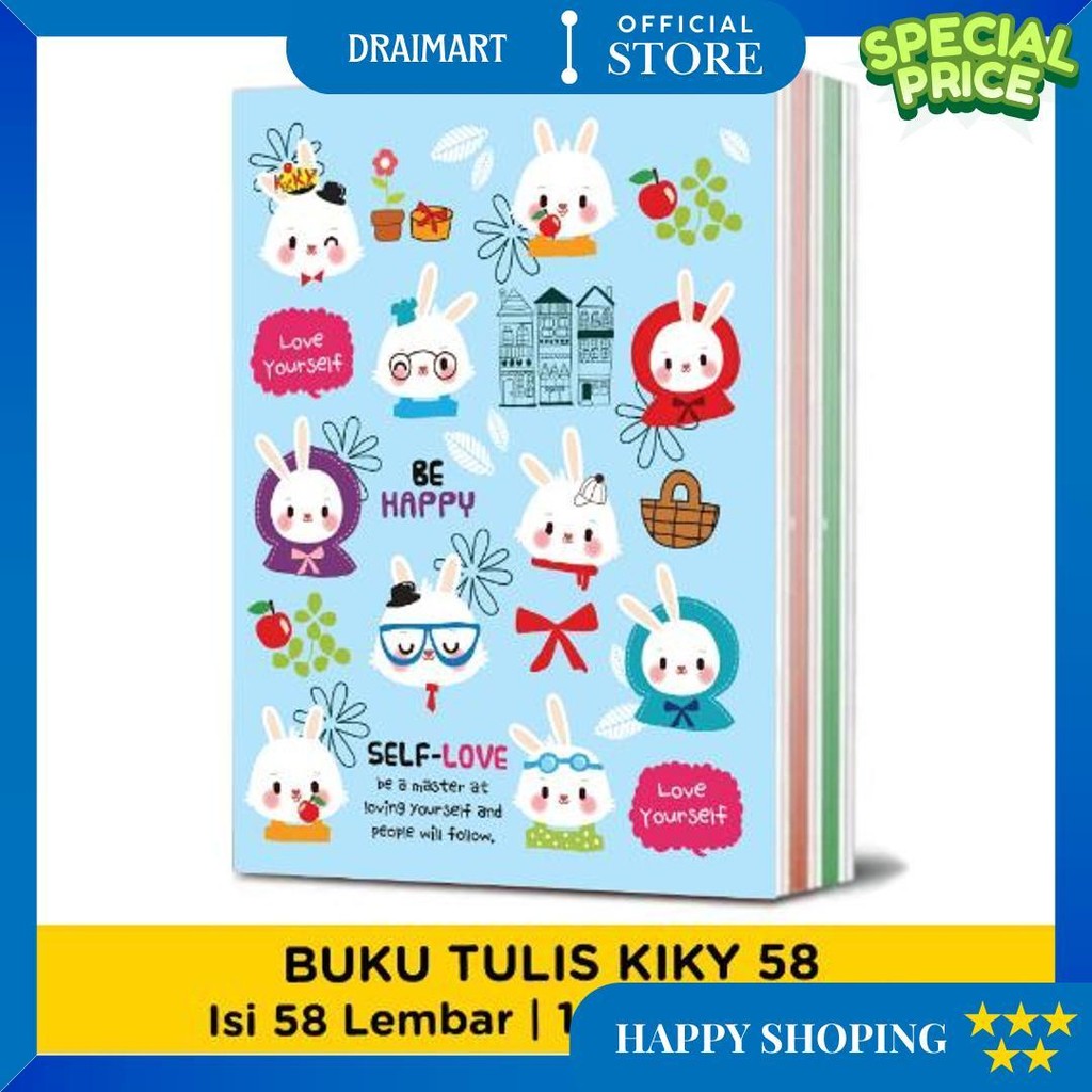 

(10 Buku) Buku Tulis Kiky 58 Lembar / Buku Tulis Sekolah Garis D Promo Puncak