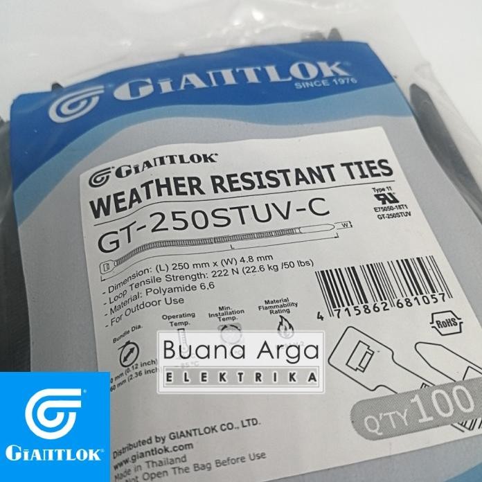 

Terlaris Giantlok Kabel Ties Cable Uv Resistance Gt 250Stc 250 X 4.8 Mm Hitam