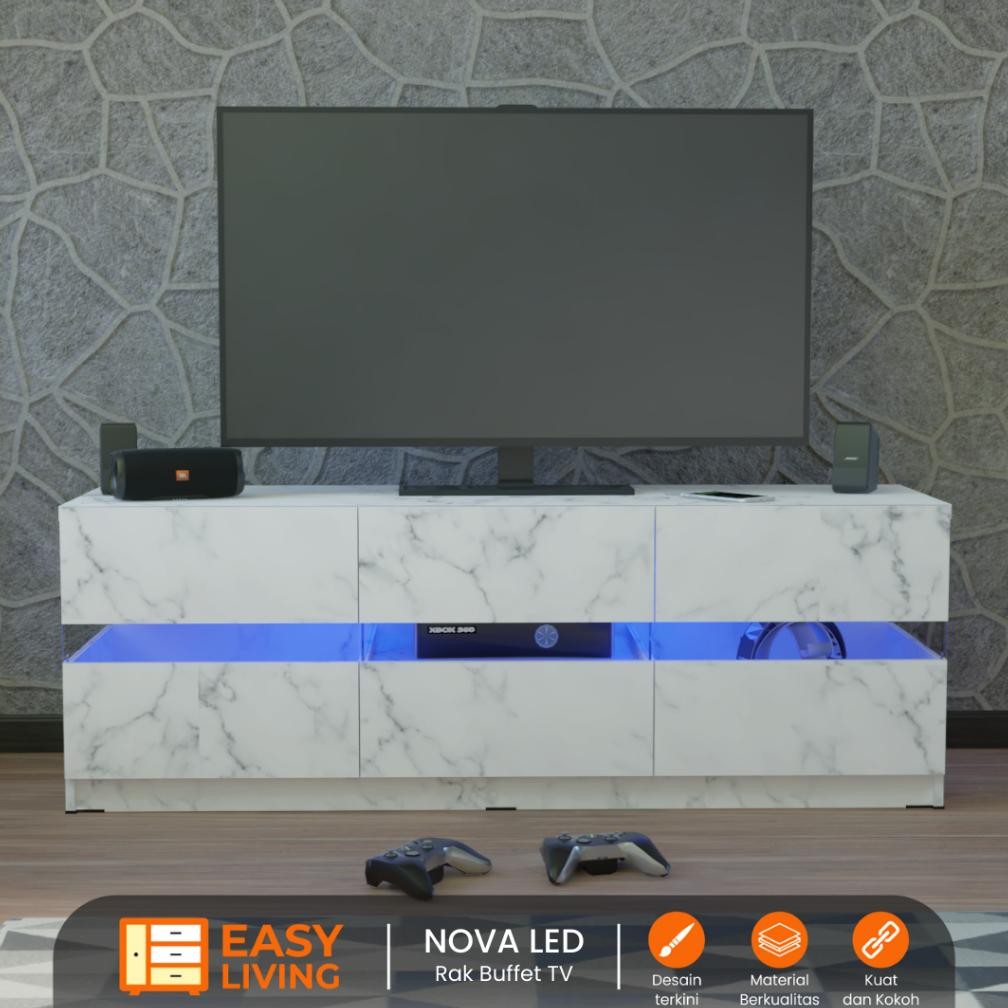 Rak TV Meja TV Minimalis Lampu Led Series Nova