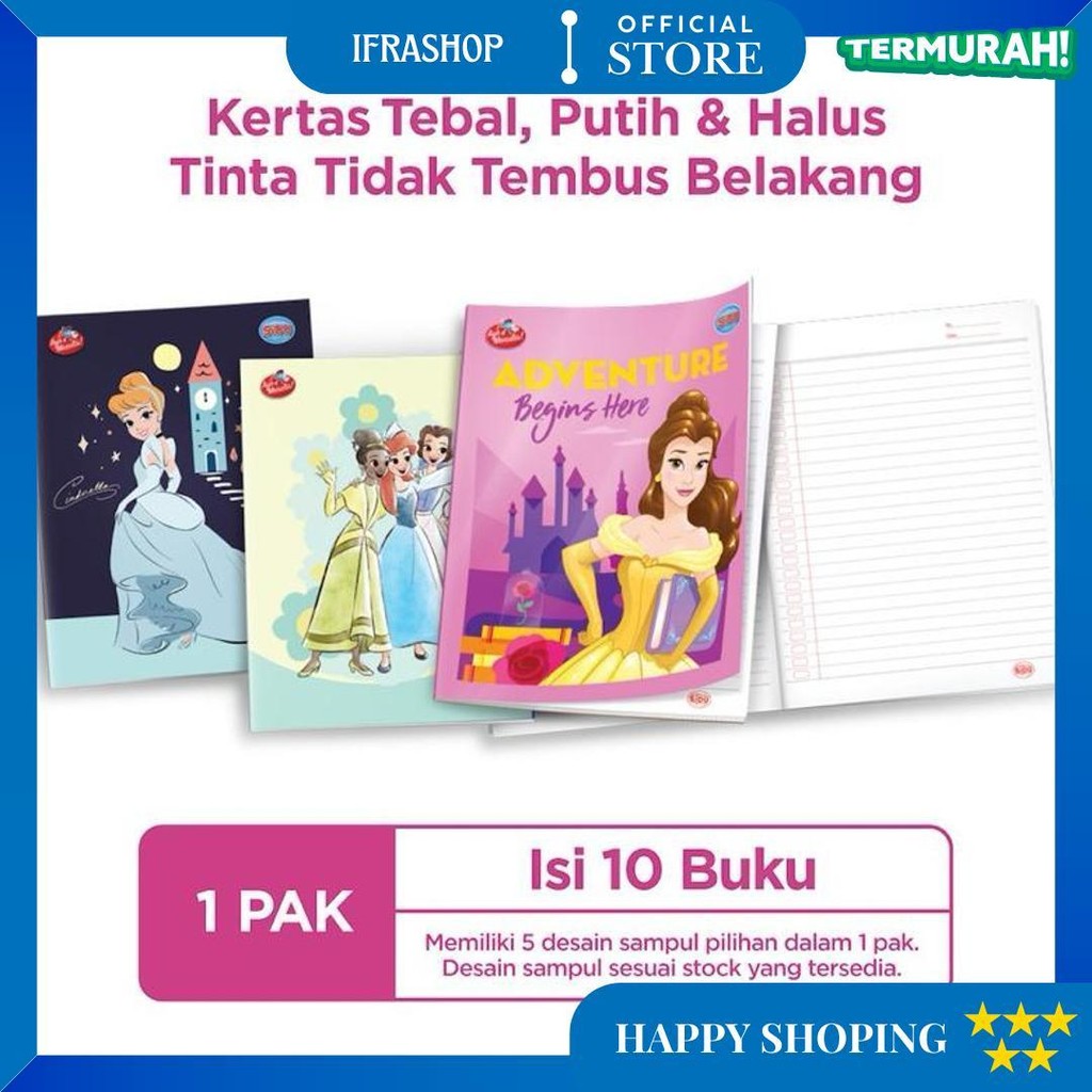 

10 Buku - Sidu Buku Tulis Disney Princess 38 Lembar D Gratis Ongkir