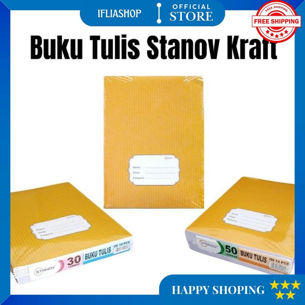 

Buku Tulis Kwarto Stanov 30Lembar Kraft / Coklat (10Pc) D Promo Puncak