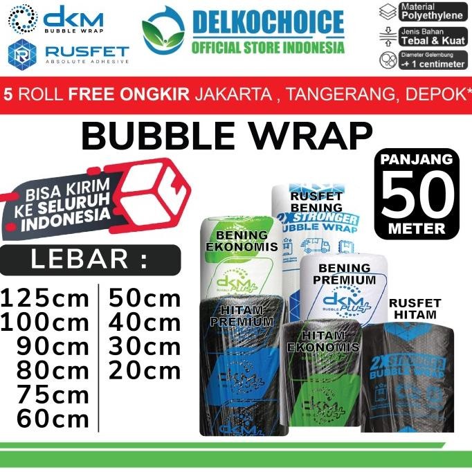 

tersedia plastik bubble wrap 50m rusfet dkm+ bubblewrap packing tebal roll