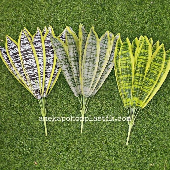 Terlaris Daun Plastik Lidah Mertua Tepi Kuning Pohon Hias Tanaman Artifisial