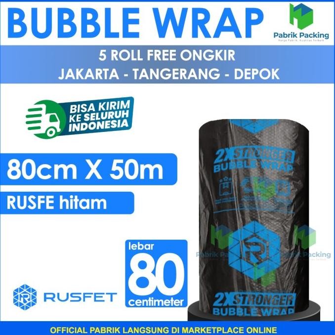 

tersedia bubble wrap rusfet hitam 80cm x 50m tebal plastik bubblewrap roll