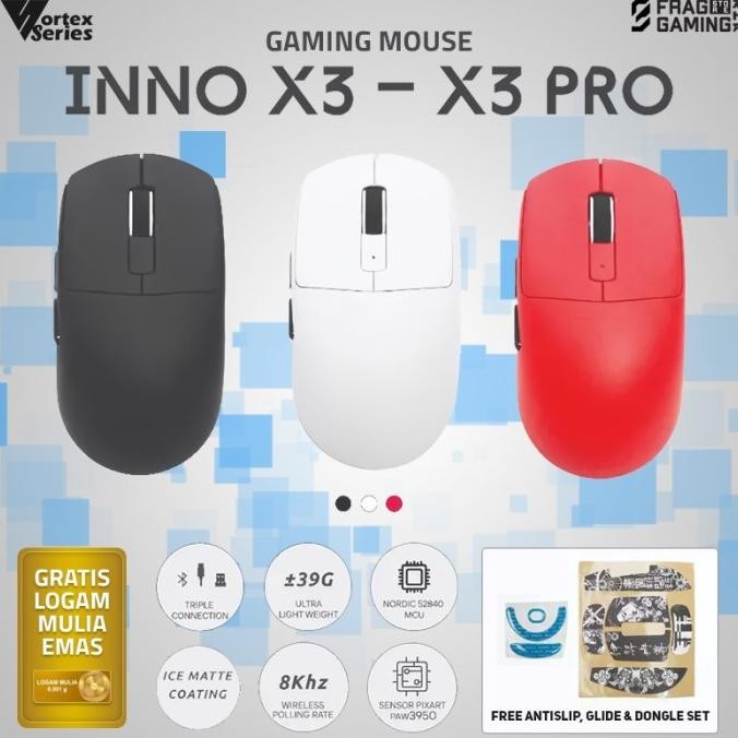 TERBARU - Vortexseries Inno X2 V2 Vortex InnoX2 InnoX2V2 Lightweight Wireless Gaming Mouse Vortex se