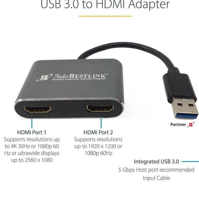 TERMURAH - USB 3.0 to Dual HDMI Adapter / Converter USB 3.0 To HDMI 2 Female
