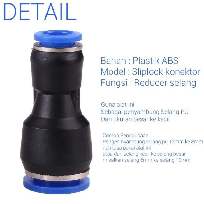 Reducer Selang Pu - Sambungan Selang Pu Besar Ke Kecil - 12Mm Ke 10Mm