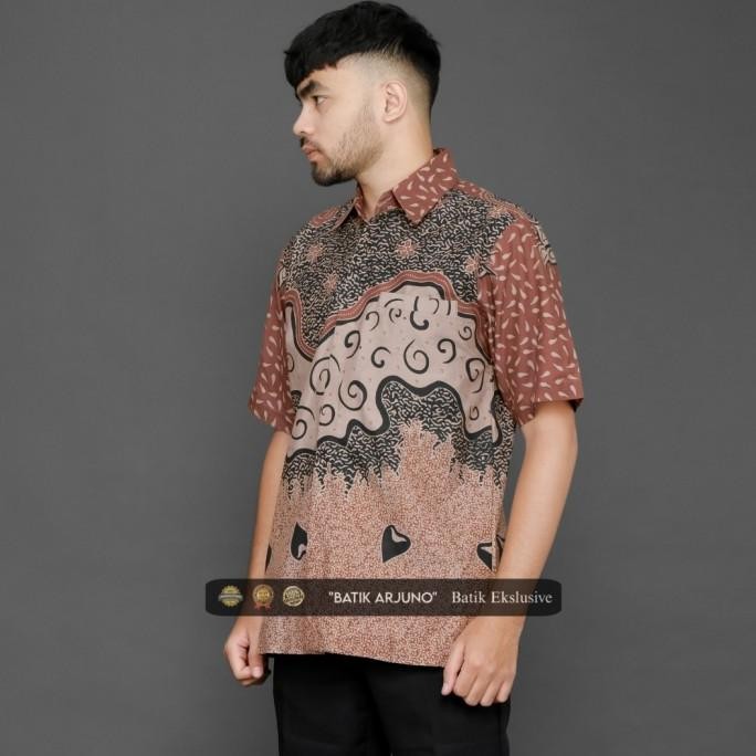 KEMEJA BATIK PRIA SALEM LAPIS FURING LENGAN PENDEK BATIK PRIA EKSLUSIVE BASKARA SALEM TERMURAH