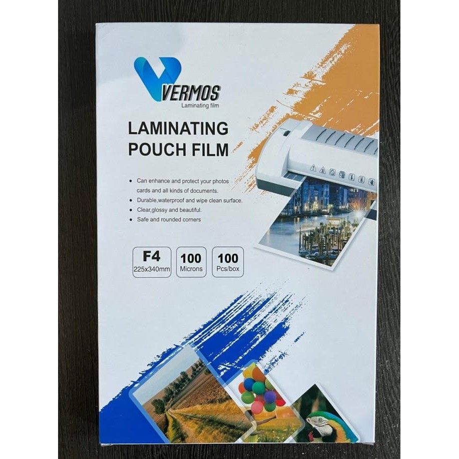 

Plastik Laminating A4 / F4 Vermos Laminasi Panas 100 Micron 100 Sheets Original