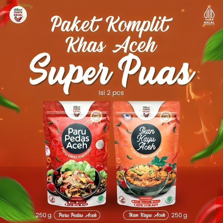 

READY STOK DapurMamiKikas - Paket Lauk Siap Saji Isi 2 - Ikan Kayu Aceh + Paru Pedas Aceh Kemasan 250g Siap kirim