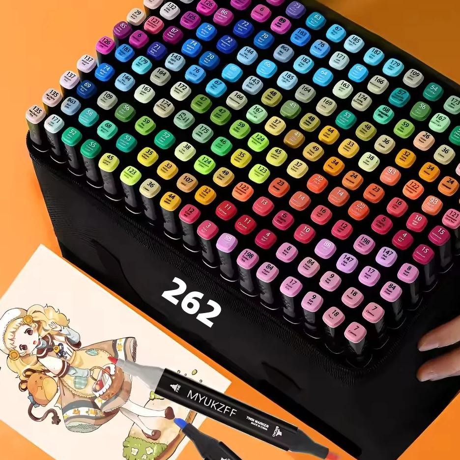 

80-262 Colores Double Tip Markers Brush Pen Set Painting Highlighter Art Alcohol Drawing Markers For Illustration School Supplie