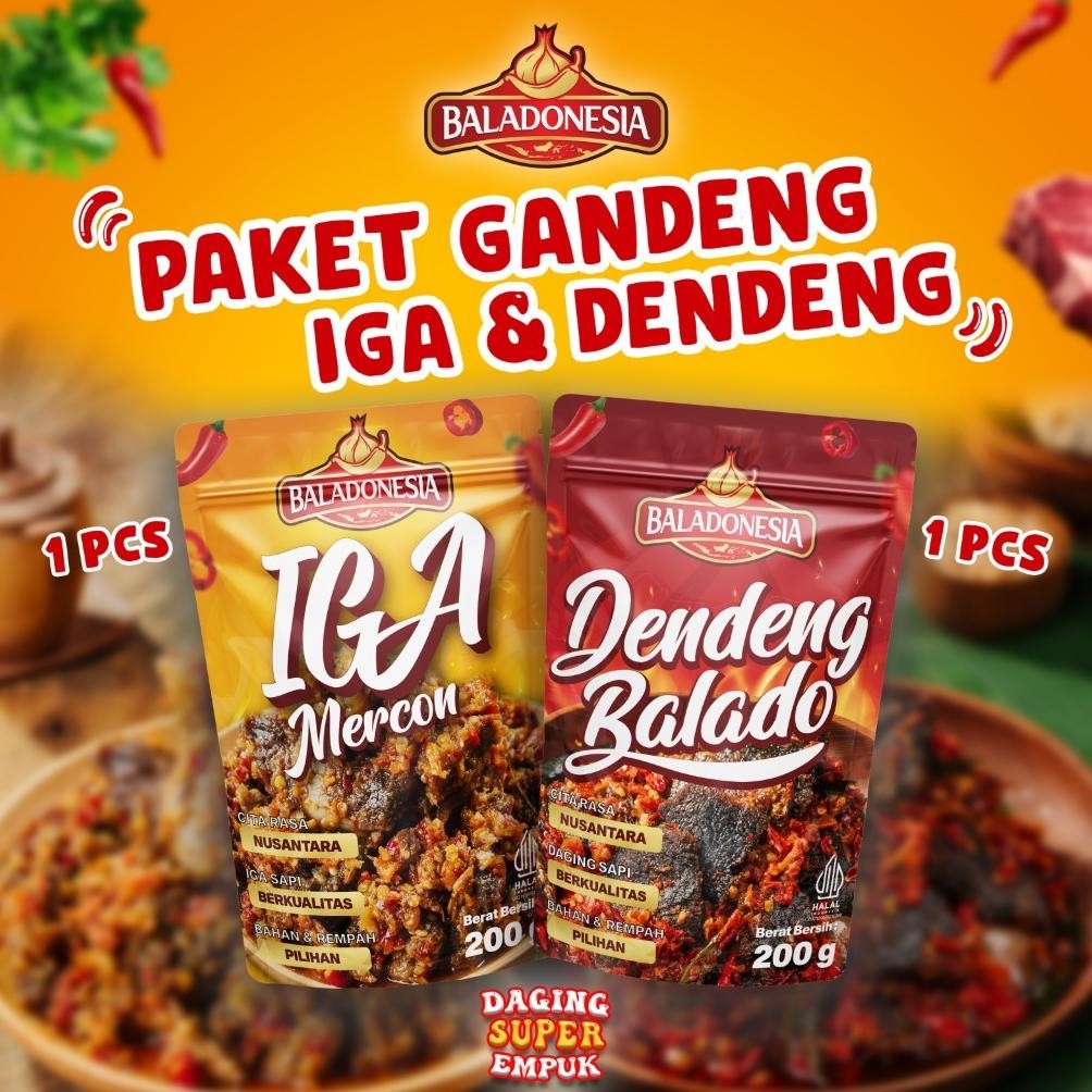 

TERLARIS PAKET GANDENG ( 1 Iga Mercon + 1 Dendeng Balado ) Siap kirim