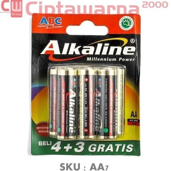 TERSEDIA Baterai ABC Alkaline AAA / Baterai jam AAA7 ISI 4 + 3 Remote