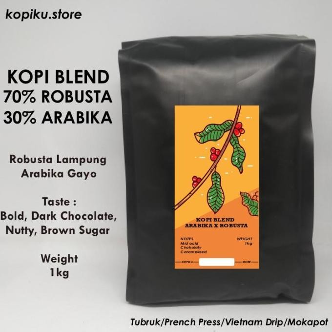 

Grosir Kopi Blend 70% Robusta + 30% Arabika 1Kg (Biji / Bubuk)