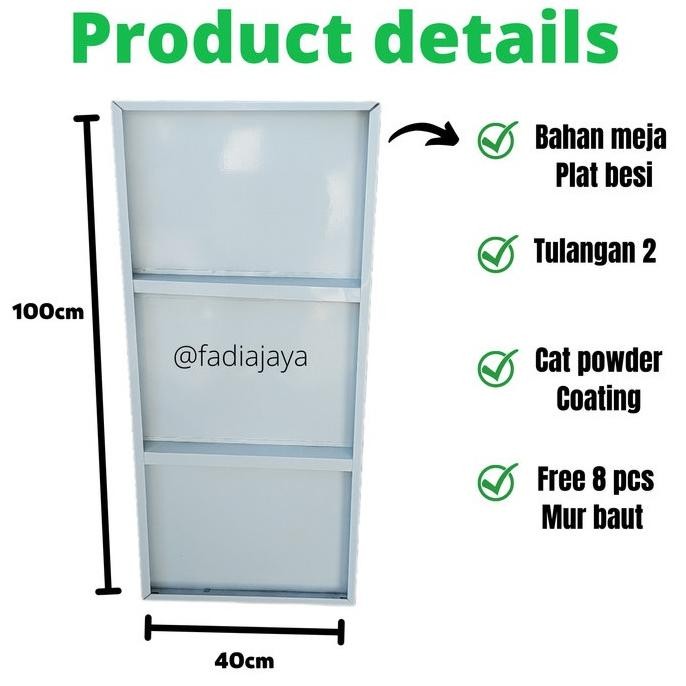 Ambalan Plat Rak Besi 40 x 100 cm