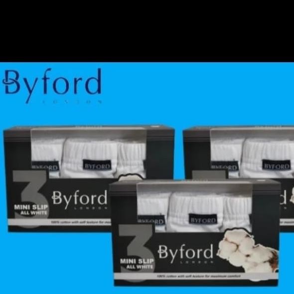 Siap Kirim BYFORD Celana dalam pria bahan 100% cotton 1 box isi3, PUTIH