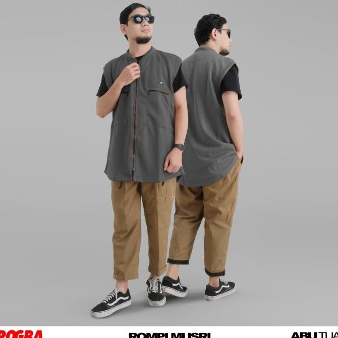 Tersedia Rompi Musri ROGBA Abu Tua - Vest motor pria muslim tebal, hangat dan panjang cocok untuk ro