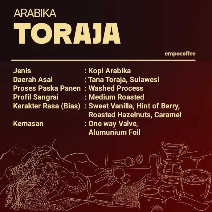 

Sale Kopi Arabika Toraja Sapan Arabica Coffee Roasted Bean Coffe Beans 200G