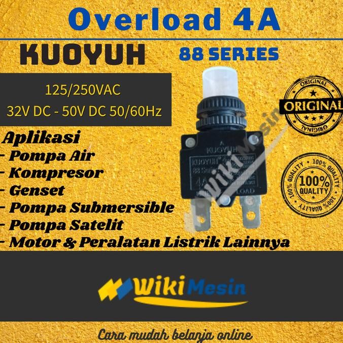 new Thermal Overload 4A Pompa Circuit Breaker Wokema W55 125/250VAC/50VDC murah