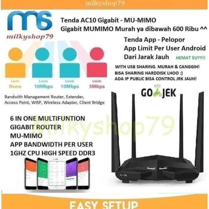 Tenda AC10U - AC1200 MU-MIMO Smart Dual-Band Gigabit MUMIMO TENDA AC10