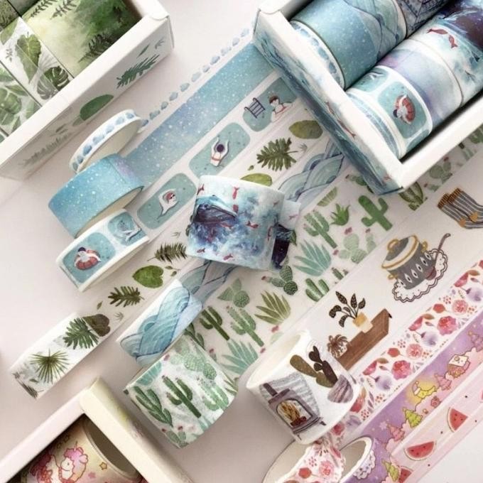 

ready Japanese Washi Tape - Blue & Green Nature Series murah