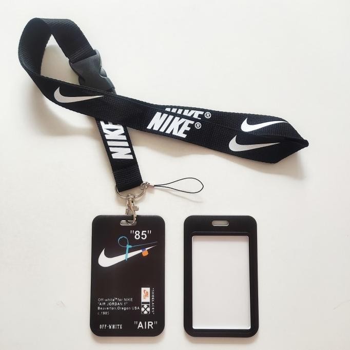 

tyS ID Card Holder Name Tag Lanyard / Kalung Kartu Black White Nike AJ