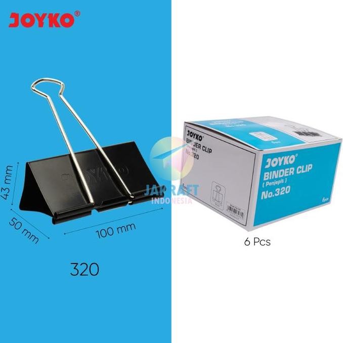 

ready (6 Pcs) Binder Clip JOYKO No.320 (100 mm) 4" Penjepit Klip Kertas Dokumen Data File Clips Jumbo murah
