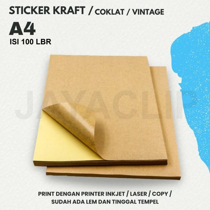 

ready STICKER KRAFT A4 COKLAT ISI 100 LEMBAR murah