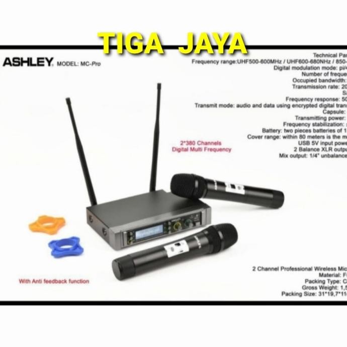 Mic Wireless Ashley UHF Mc Pro 2 Microphone Werless Mic Voice Original