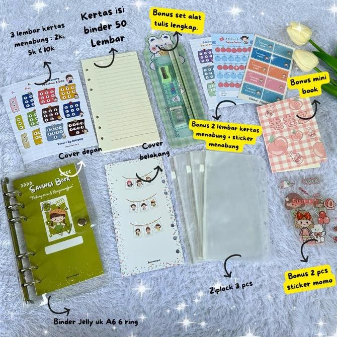 

tyS Paket Binder Nabung Murah Lengkap Super Lucu A6, Binder Keuangan Lengkap