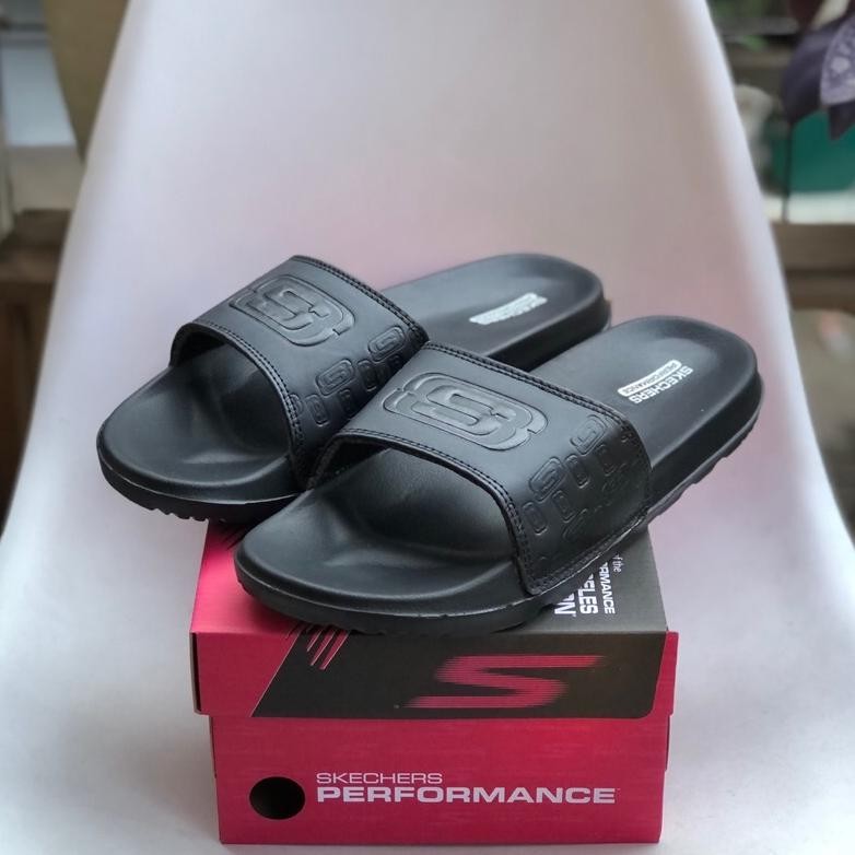Sandal Slide Pria  Wanita Skechers Black