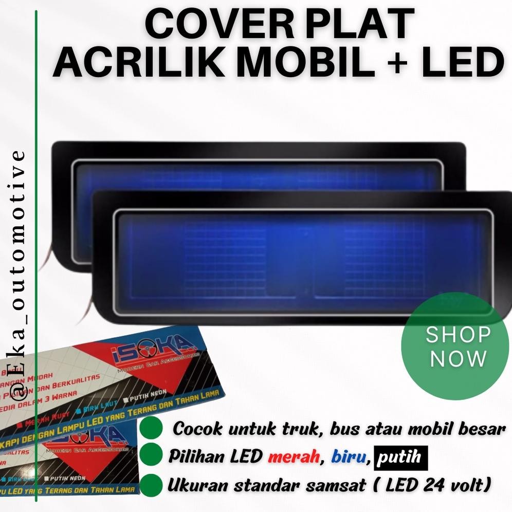 Cover plat mobil akrilik dengan lampu 24 volt