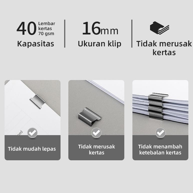 

Nusign Fastener / Binder Clip / Penjepit Kertas Otomatis Gratis 8 Buah Clip NS085 murah