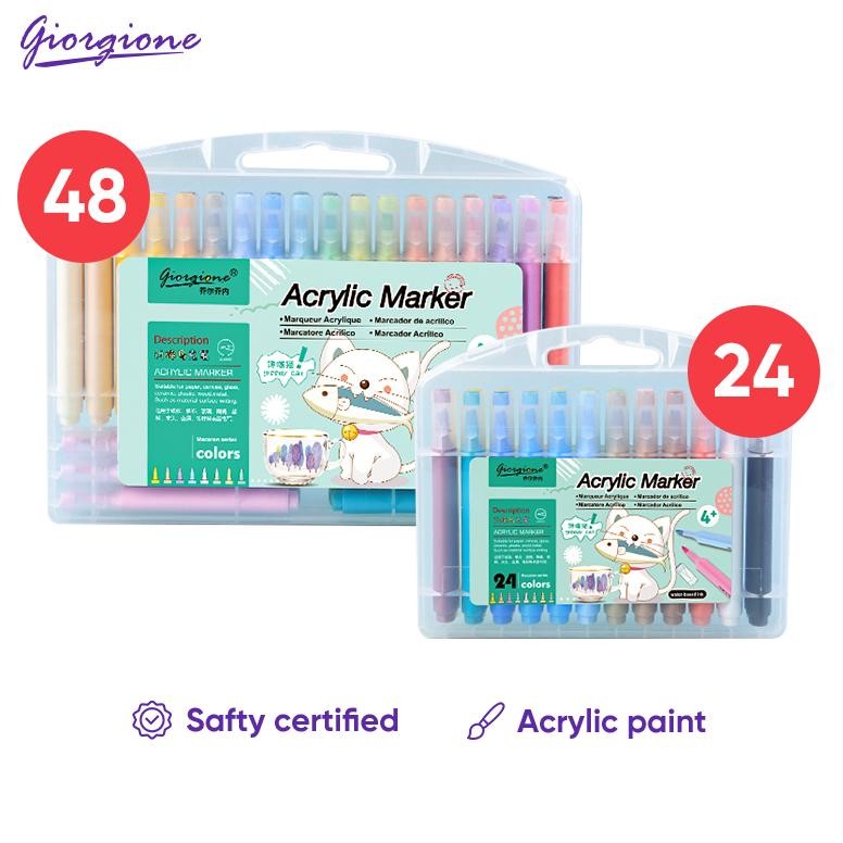 

baru !!! Giorgione Acrylic Marker Set Spidol Akrilik Macarons 12/24/36/48 Warnas G-AM-MK