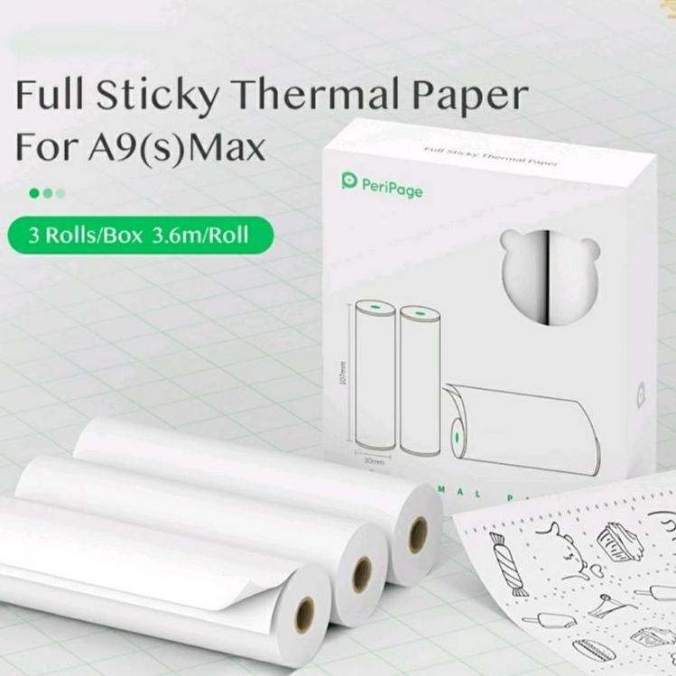 

PERIPAGE Kertas dan Sticker a9 A9s Max Putih White Sticker Thermal 107x30mm murah