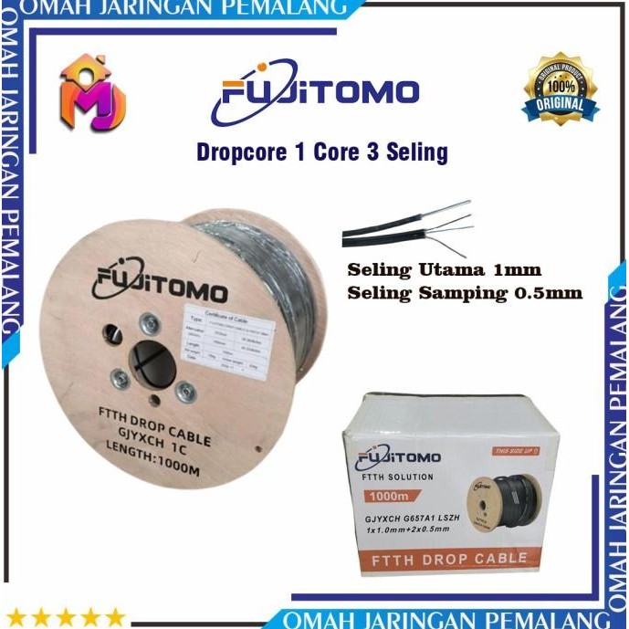 Kabel Dropcore 1 Core 3 Seling Fujitomo 1Km Core A1/Kabel 1 Core New Stok