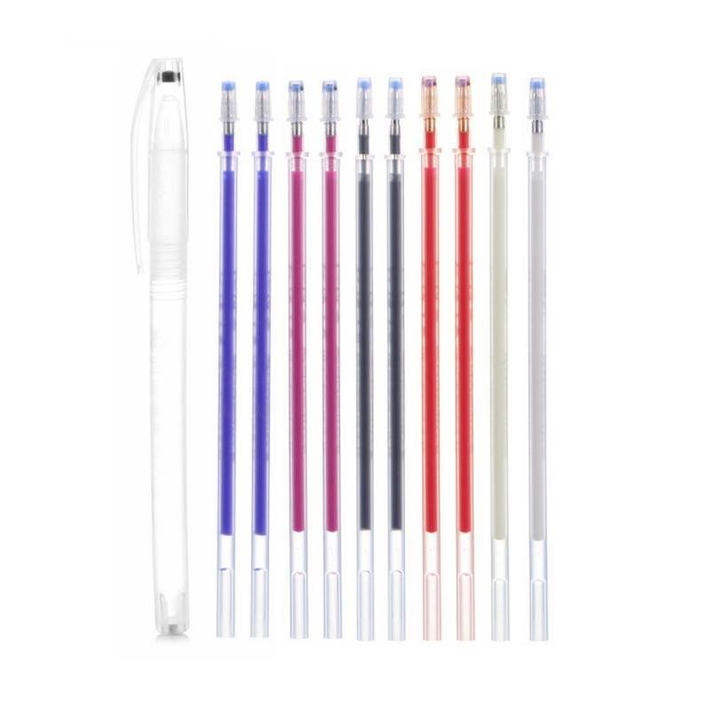 

Premium 10pcs Tinta+ 1 Case Pen Heat Erasable Pen Pen Anti Panas / Pen Pola Panas High Quality