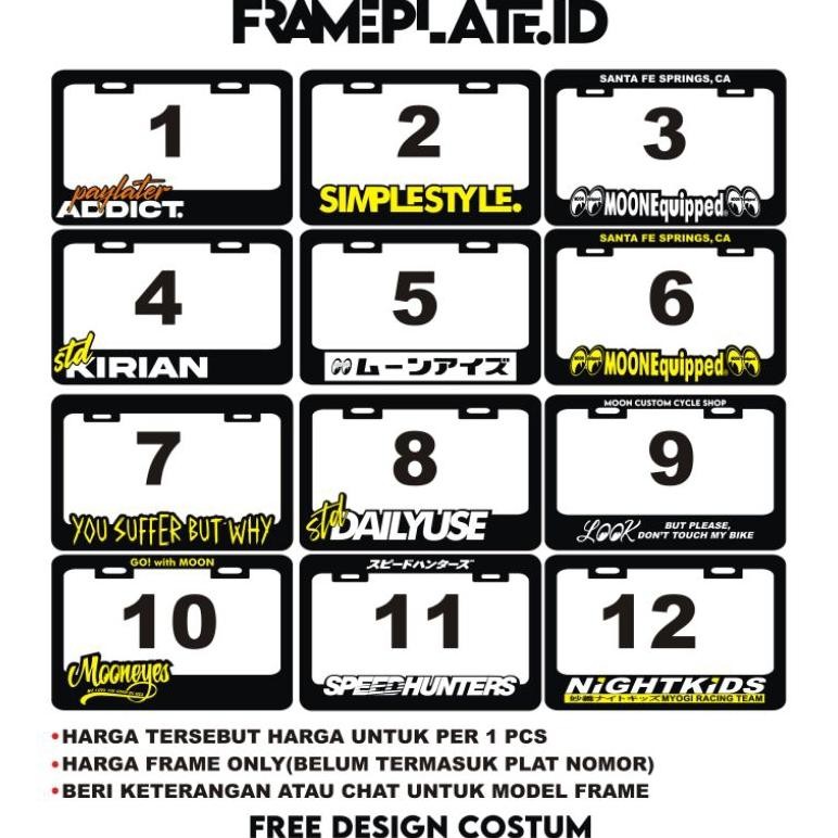 frame plate costum jdm plat nomor motor