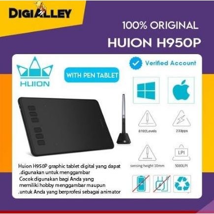 Huion Inspiroy H950P Graphic Drawing Digital Pen Tablet H950P Design New Stok
