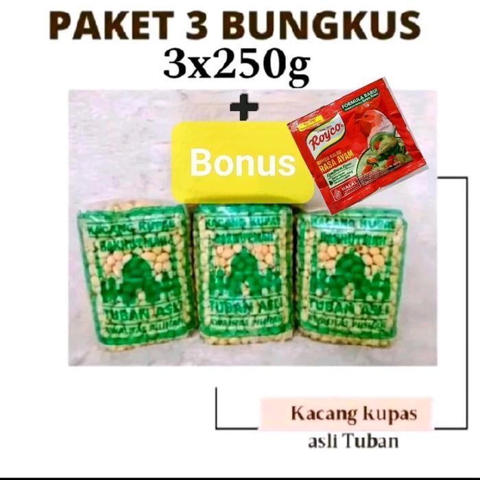 

Kacang Kupas Tuban Paket Hemat 3X250Gr Free 1 Bungkus Penyedap Rasa Royco 8Gr Makanan#Camilan Snacks Goreng