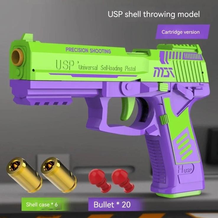 Csnoobs Usp Shell Ejection Pistol Continuous Firing Airsoft Blowback Soft Bullet Gun Empty Hanging W