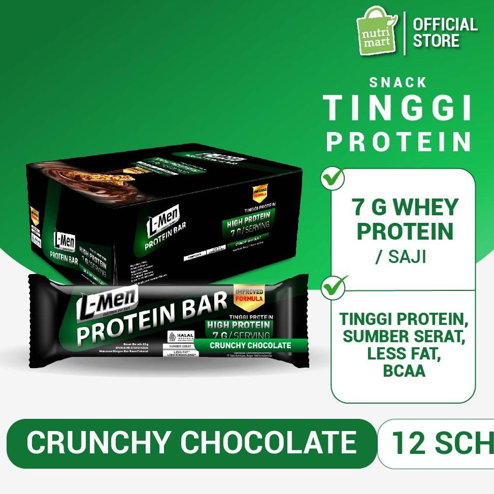 

TERLARIS L-Men Protein Bar Crunchy Chocolate 12 Sachet - Camilan Rendah Lemak Tinggi Protein Siap kirim