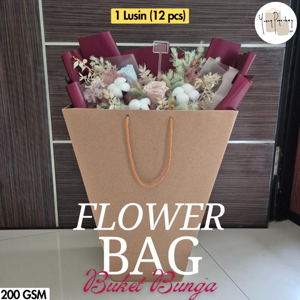 

Ede-78 Paper Bag / Tas Kertas Buket Bunga (Flower Bouquet) / Florist / Bunga Uk. 37 X 17,5 X 43 Cm - 1 Lusin (12 Pcs)